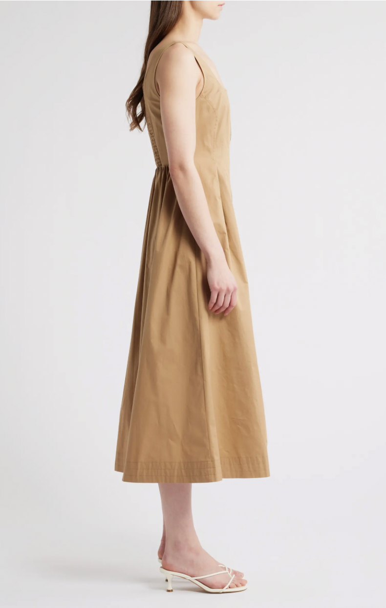 Pleated Zipper Midi Dress