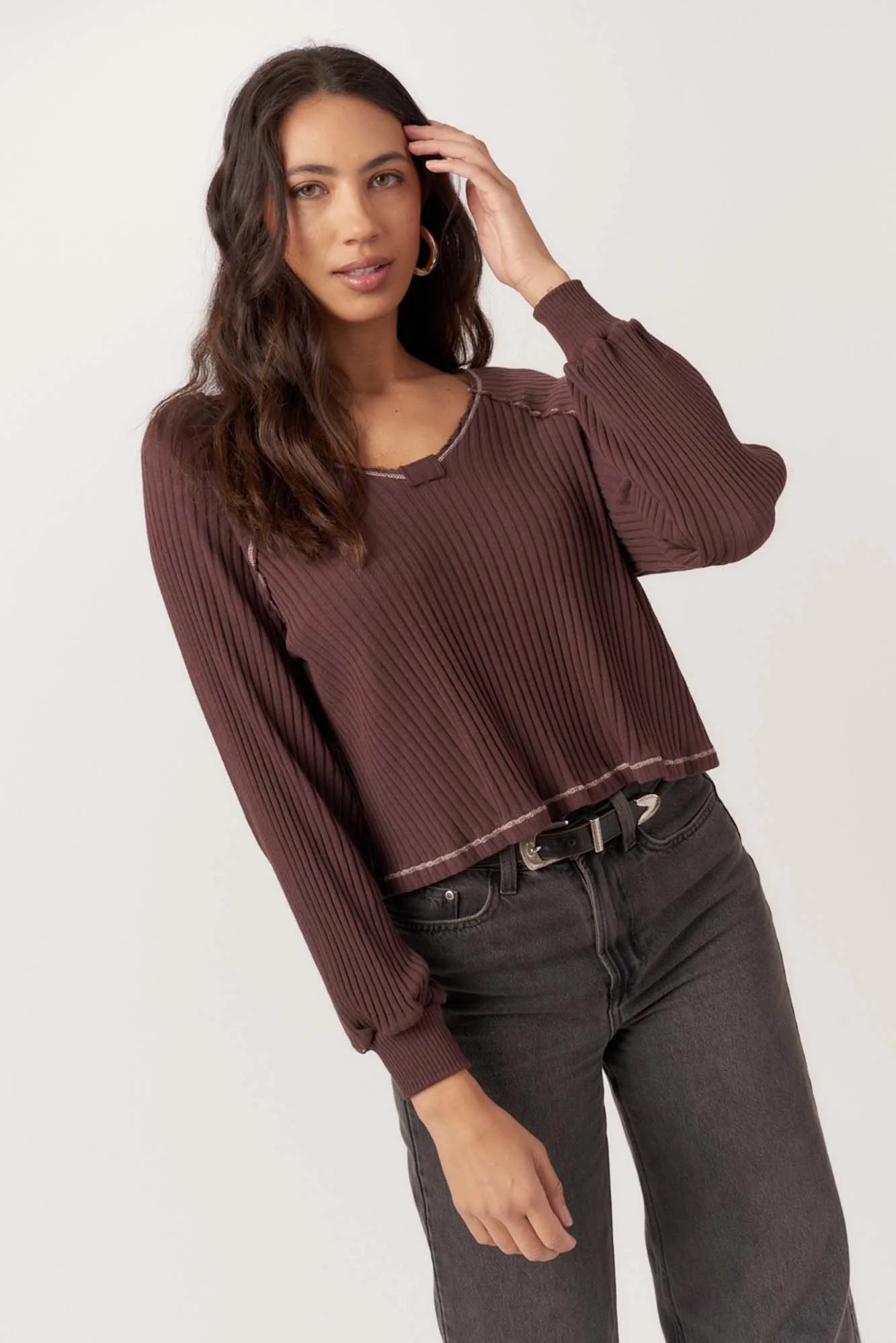 Homebody V-Neck Rib Longsleeve