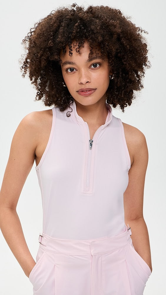 Sleeveless Vest Mock Neck Top Bloom