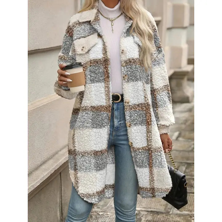 Woman's Plaid Fleece Coat
