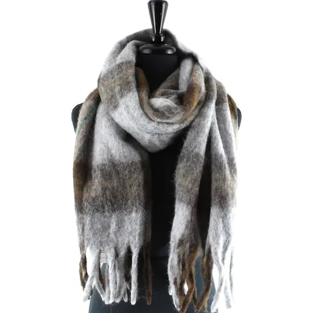 Large Fuzzy Plaid Scarf