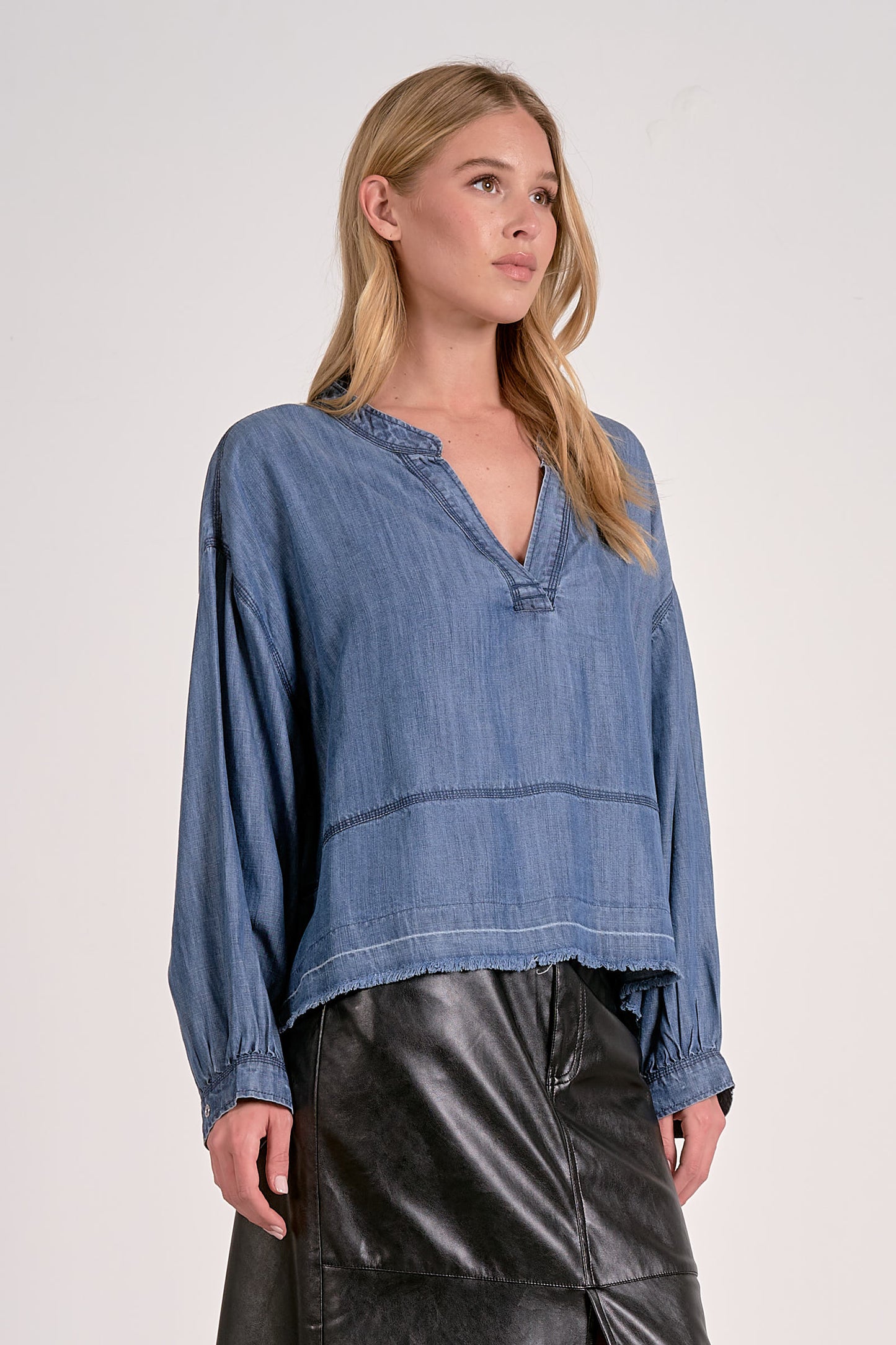 Henley V Neck Top