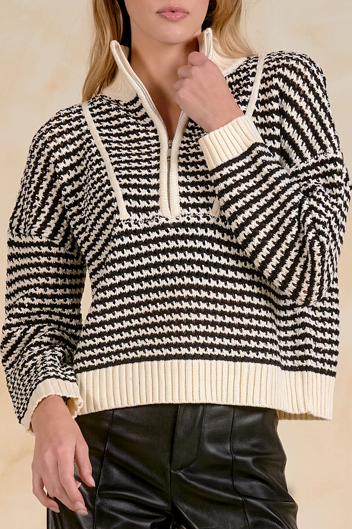 Striped 1/4 Zip Sweater