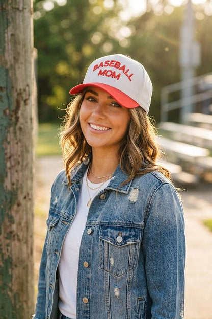 Baseball Mom Two Tone Cotton Hat - Zenana