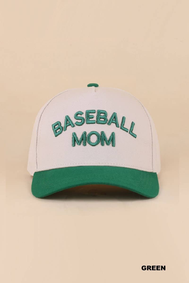 Baseball Mom Two Tone Cotton Hat - Zenana