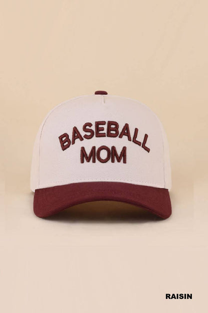 Baseball Mom Two Tone Cotton Hat - Zenana