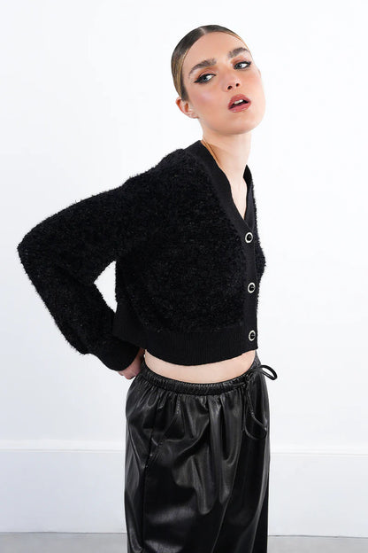 MB Young Ladies Knitted Cardigan Black