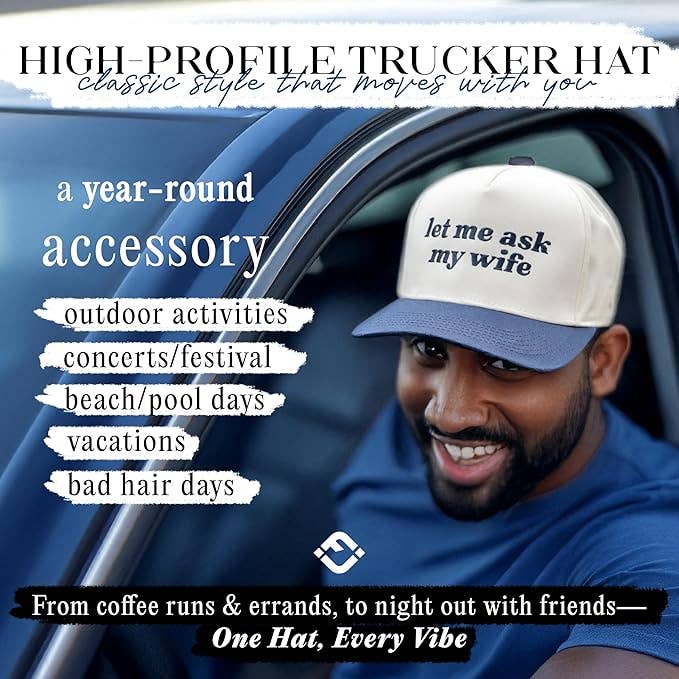 Two Tone Cap - Let Me Ask My Wife - Beige/Navy