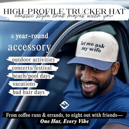 Two Tone Cap - Let Me Ask My Wife - Beige/Navy