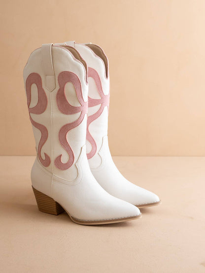 The Bowie | Pink Western Boot with Pink Inlay