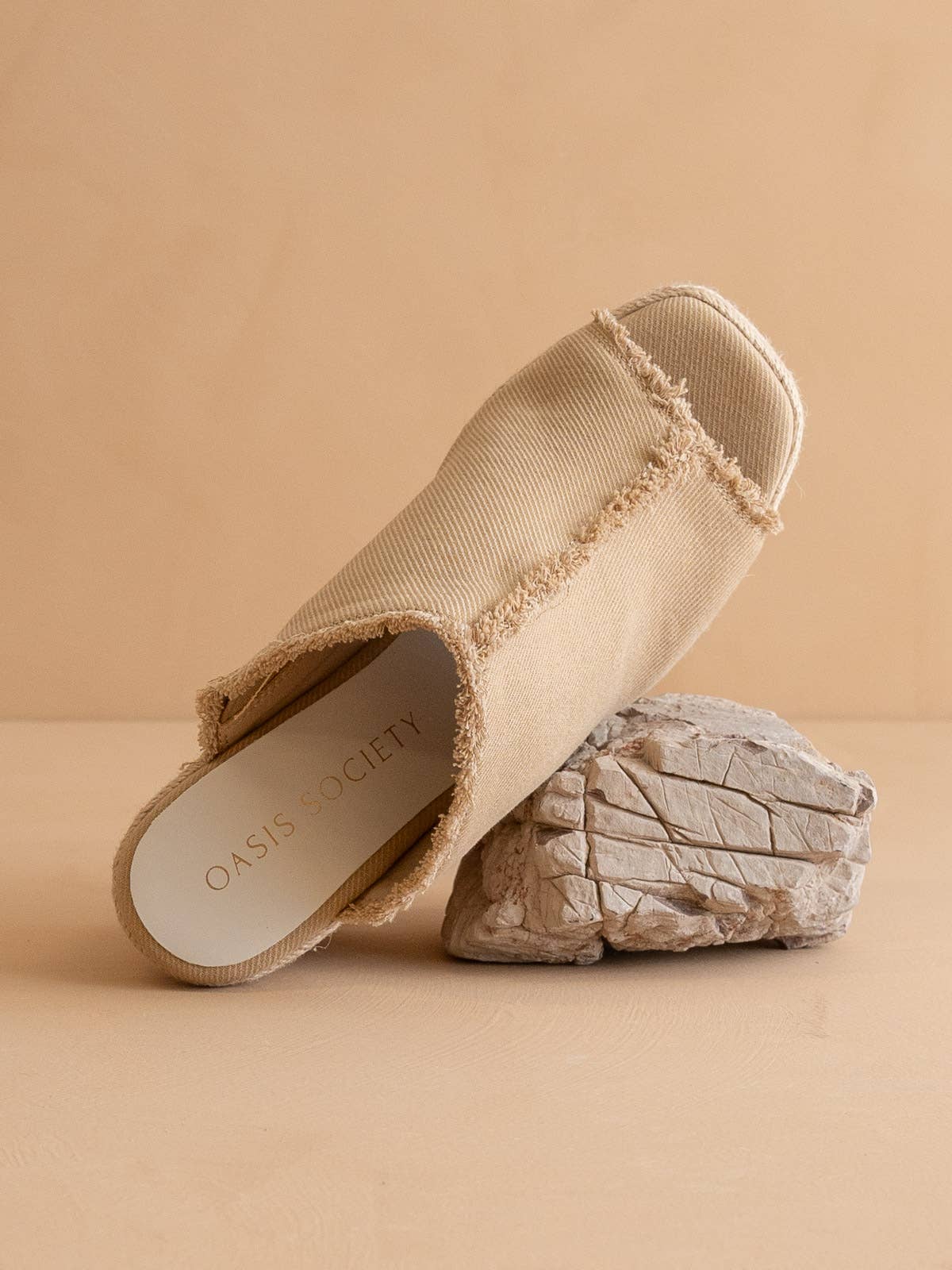 The Verona | Khaki Frayed Denim Espadrille Wedge