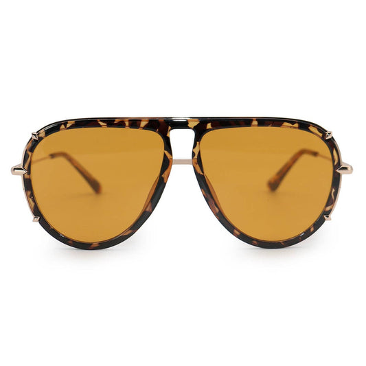 Ivy Luxe - Yellow Tangle-Free Round Aviator Sunglasses