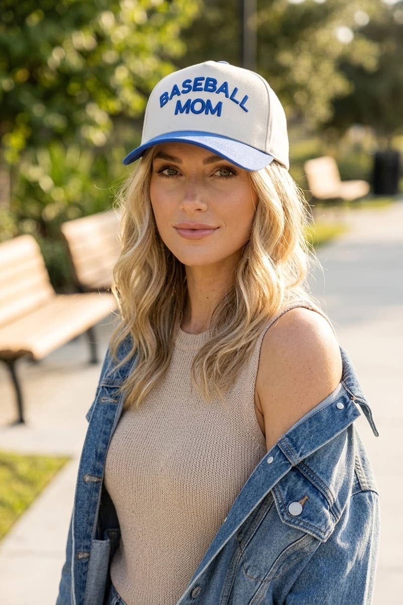 Baseball Mom Two Tone Cotton Hat - Zenana