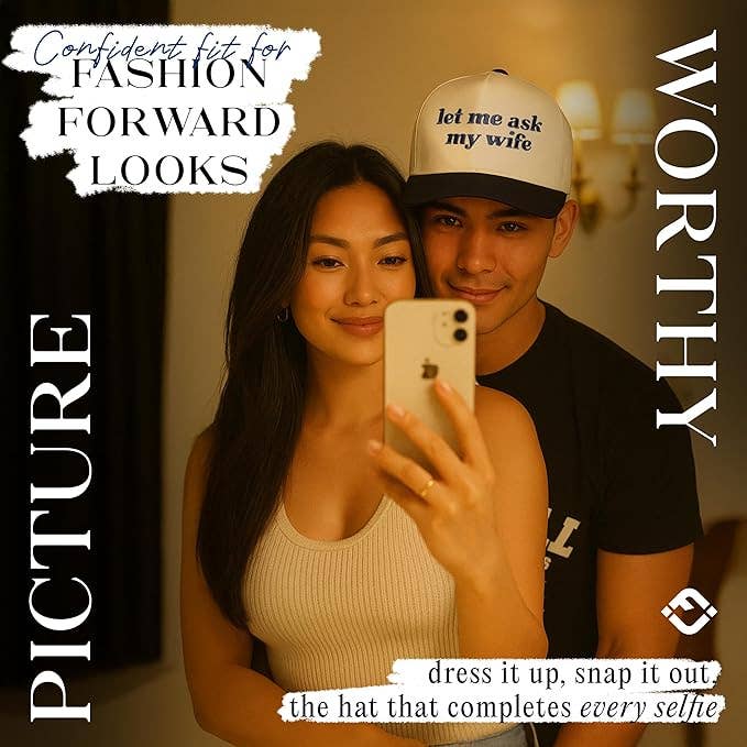 Two Tone Cap - Let Me Ask My Wife - Beige/Navy