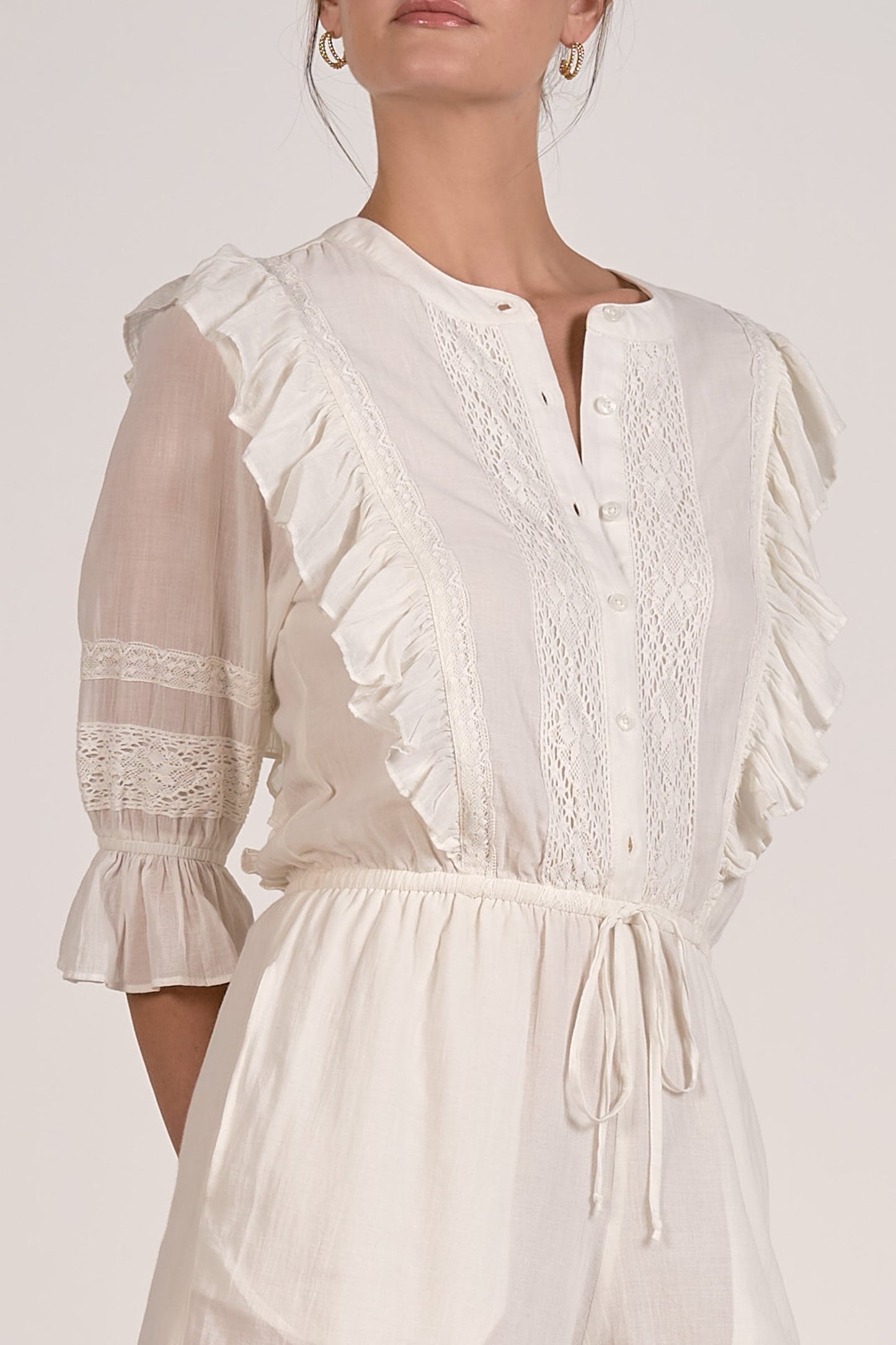 White Ruffle Romper