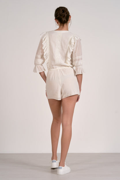 White Ruffle Romper