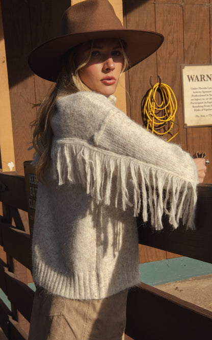 Turtle Neck Fringe Sweater