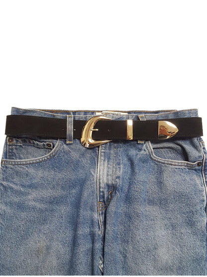 Genuine Suede Leather Belt w. Trendy Buckle/Loop/Tip Set