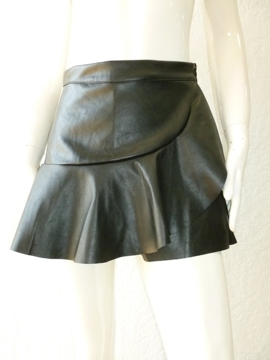 Ruffled Faux Leather Mini Skort