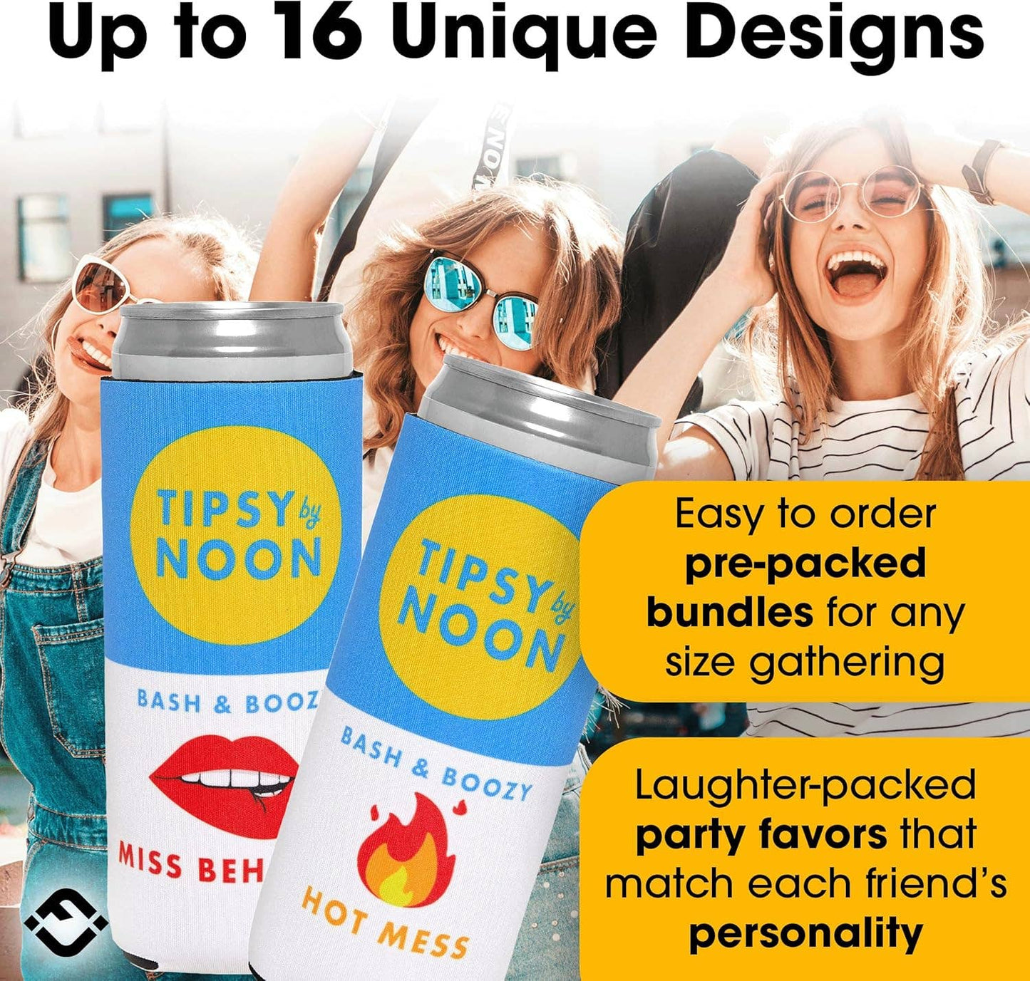Bachelorette Slim Can Cooler Set - 12 Pack - Party Animal