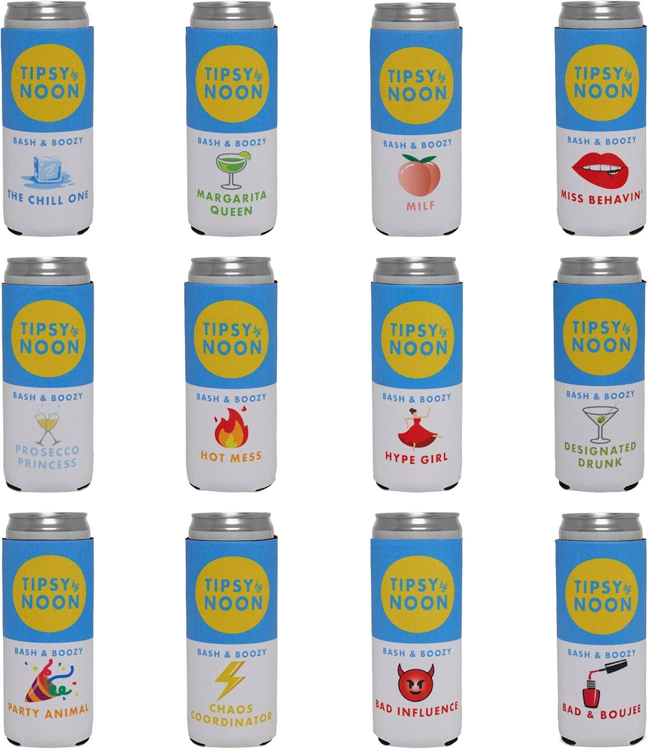 Bachelorette Slim Can Cooler Set - 12 Pack - Party Animal