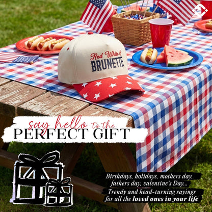 Red White & Brunette - Star Print - Red/Beige