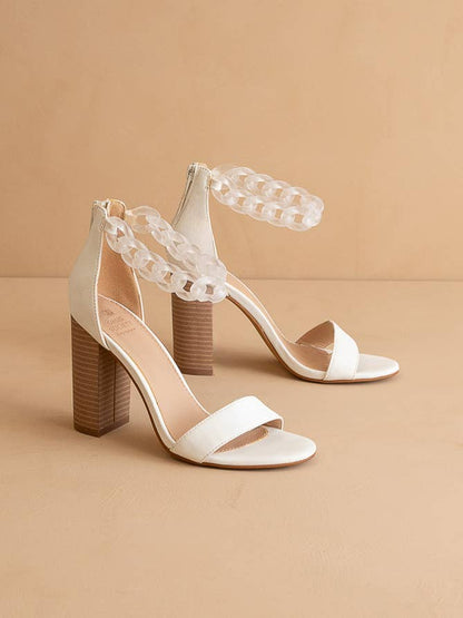 The Josie White | Ankle Chain Heel