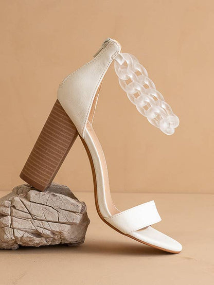 The Josie White | Ankle Chain Heel