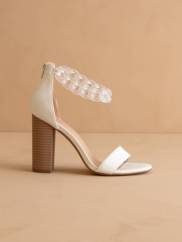 The Josie White | Ankle Chain Heel