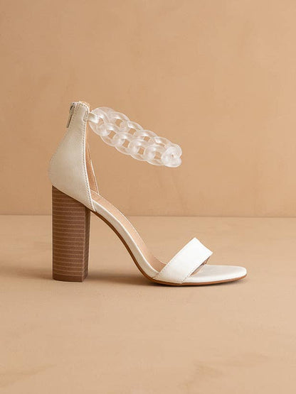 The Josie White | Ankle Chain Heel