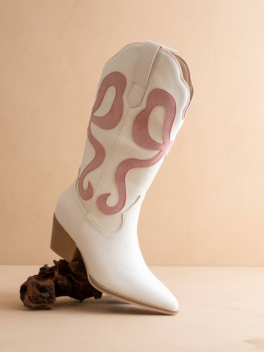 The Bowie | Pink Western Boot with Pink Inlay
