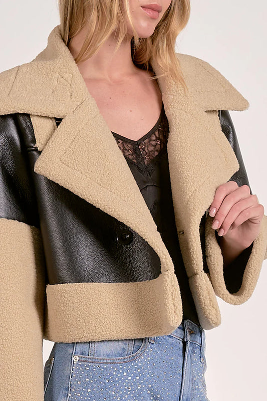 Black Beige Color Block Jacket