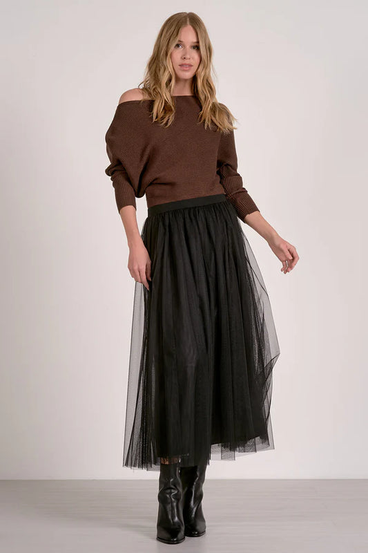 Black Tulle Long Skirt