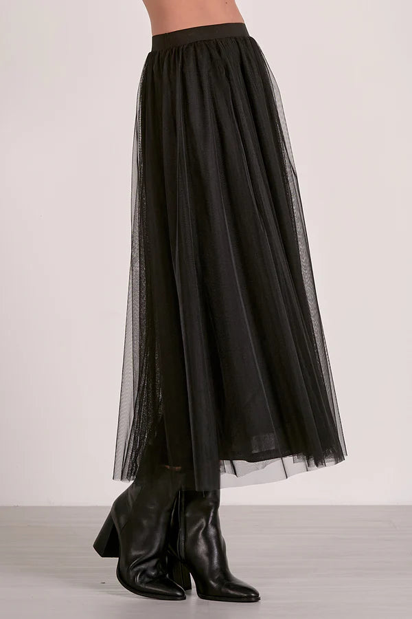 Black Tulle Long Skirt