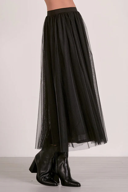 Black Tulle Long Skirt