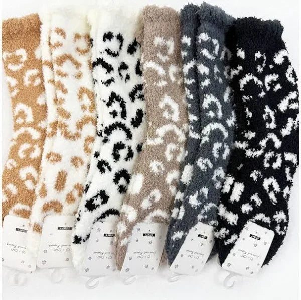 Cozy Fuzzy Leopard Socks