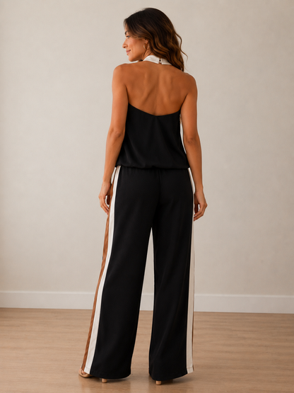 Satin Color Block Pants