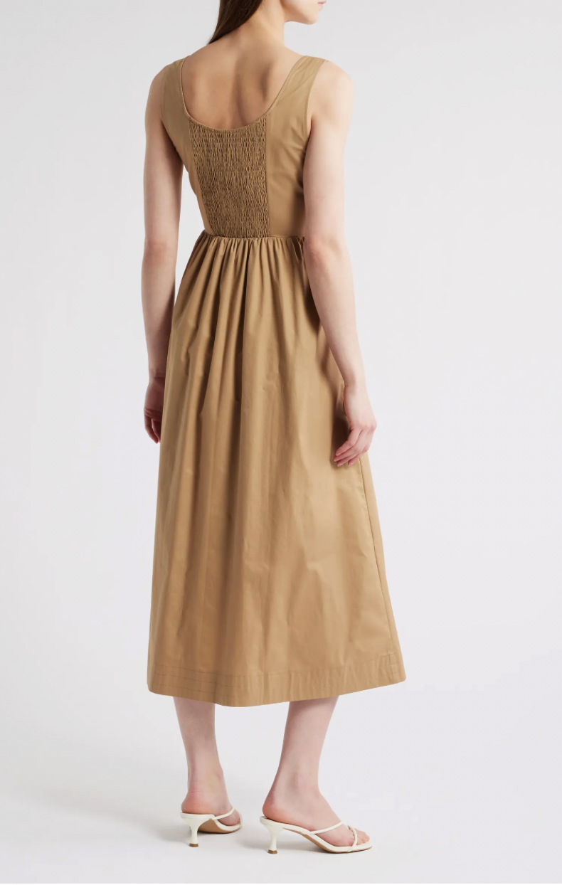 Pleated Zipper Midi Dress