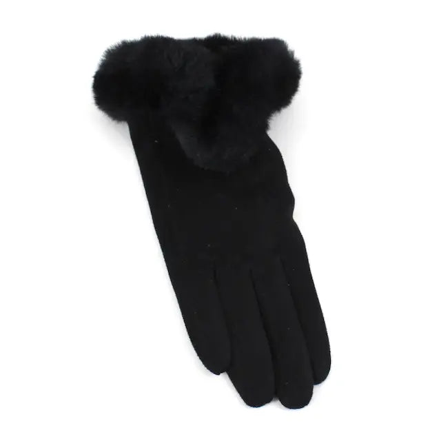 Faux Fur Trim Gloves