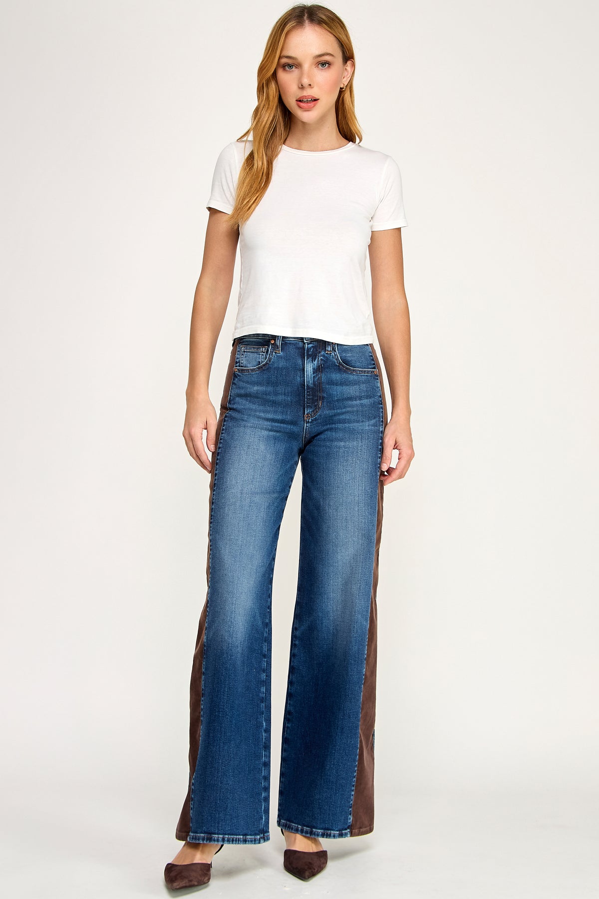 Kai High Rise Wide Leg Cord Stripe