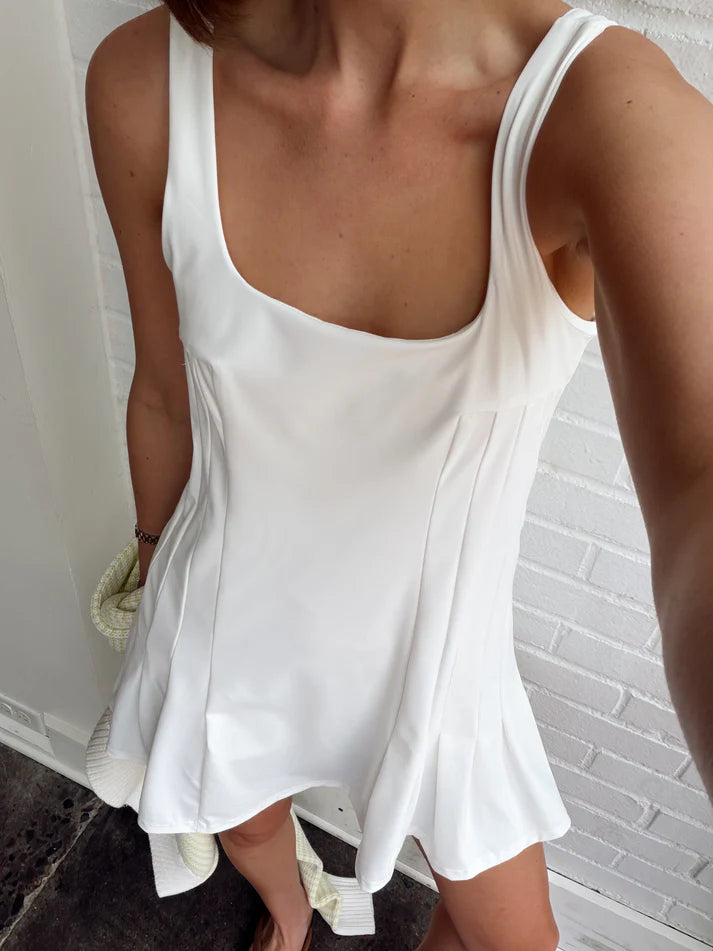 Mavis Pleated Dress- White