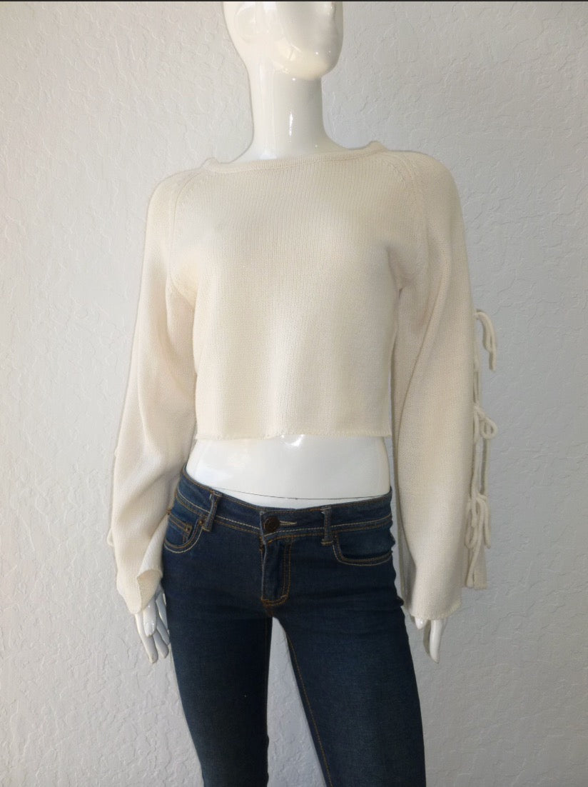Ribbon Tie Sleeve Sweater