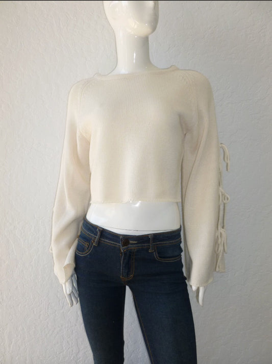 Ribbon Tie Sleeve Sweater