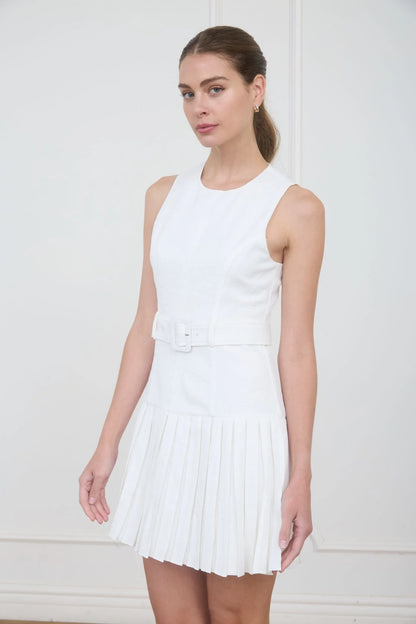 Short Drop Waist Pleated Dress