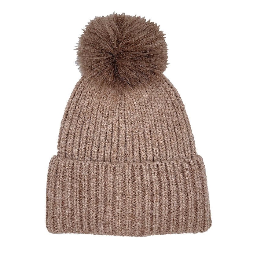 Solid Knit Pom Pom Beanie
