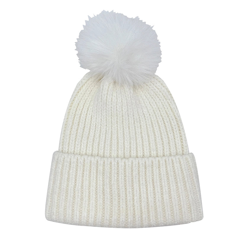 Solid Knit Pom Pom Beanie