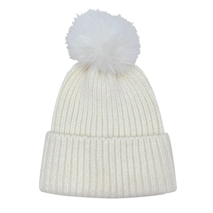 Solid Knit Pom Pom Beanie