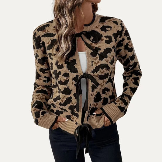Trendy Brown Leopard Cardigan Sweater