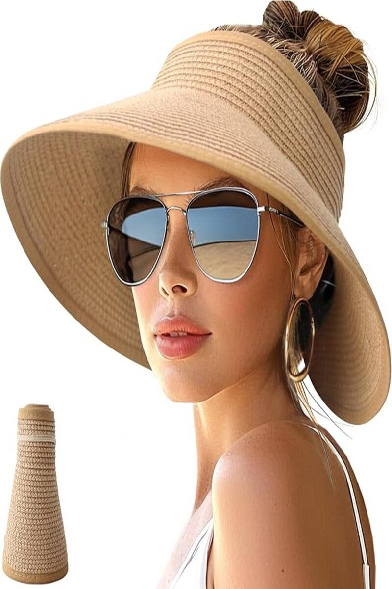 Sun Visor Ponytail Straw Hat