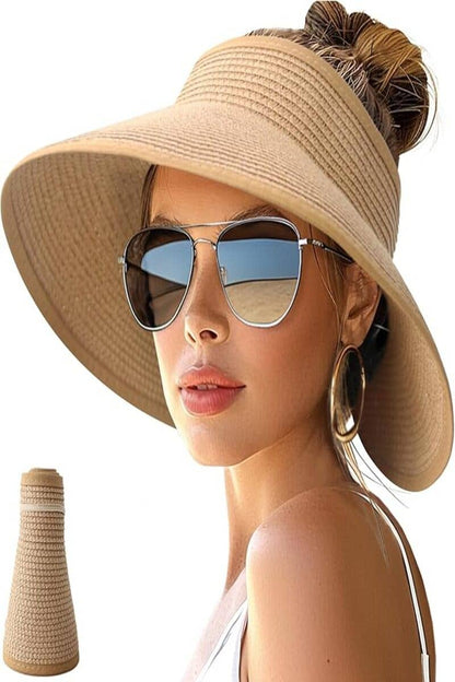 Sun Visor Ponytail Straw Hat